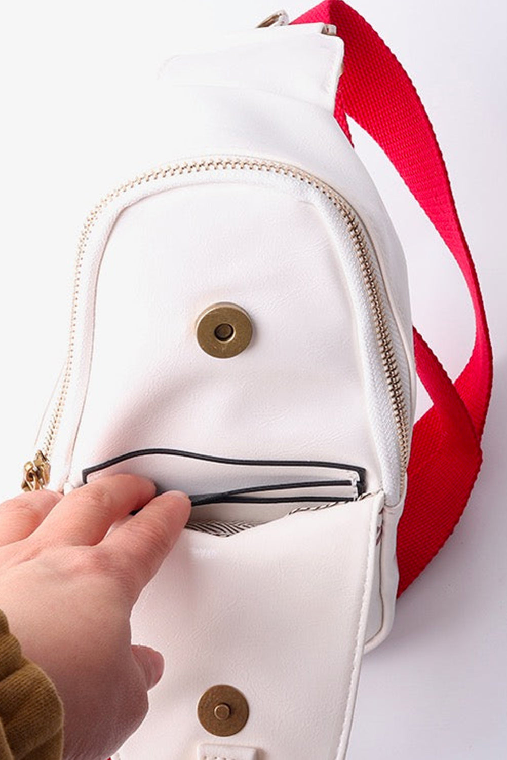 Baseball Pattern PU Leather Zipped Sling Bag